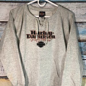 Harley Davidson Womens Size XL Gray Sweatshirt V-Neck Salt Lake City Utah